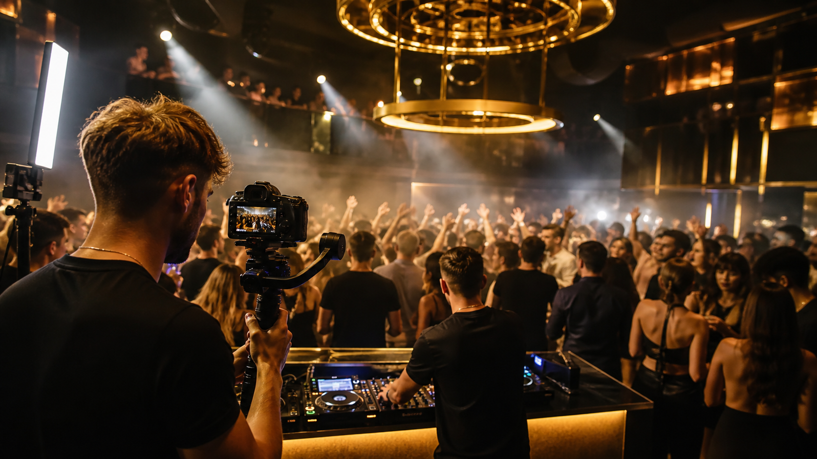 Nachtleben Content Produktion mit DJ, Crowd und Gimbal