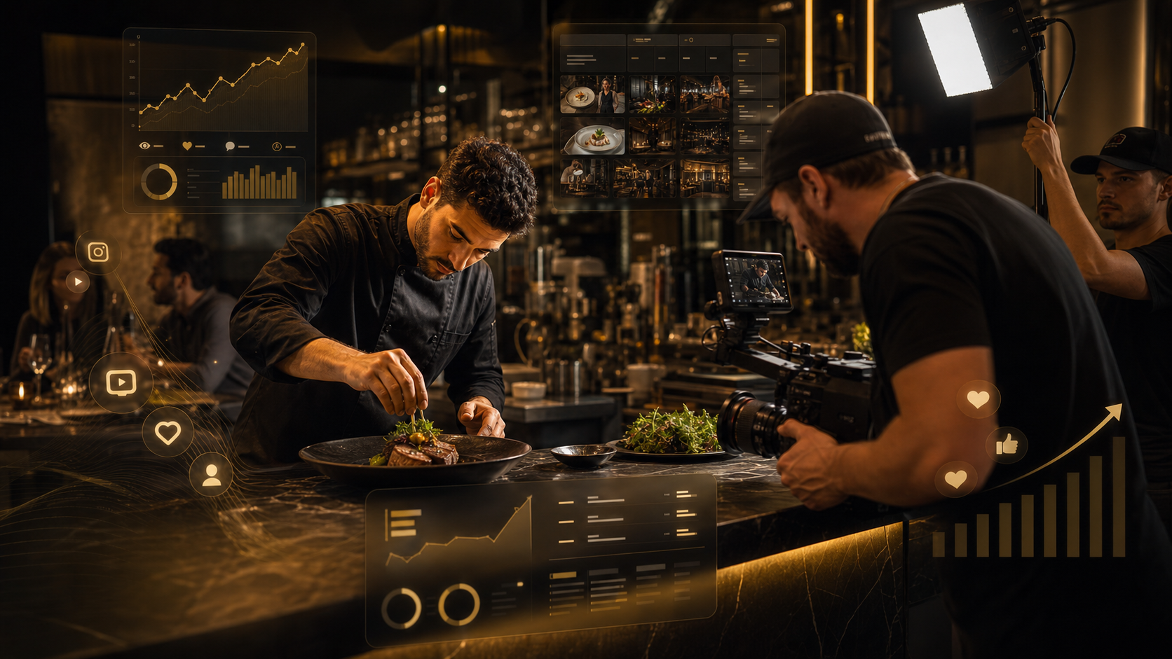 Gastro Videoproduktion mit Koch, Kamera und Social-Media-Auswertung